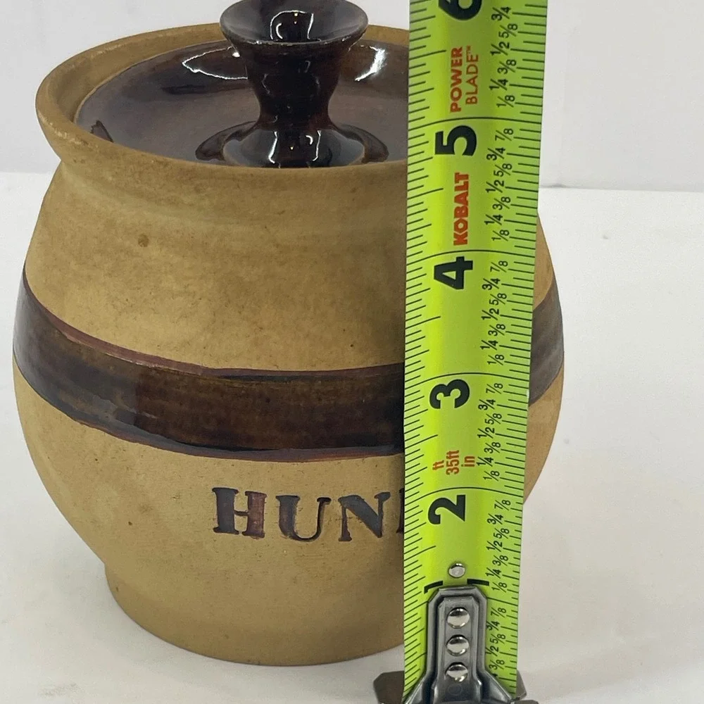 Vintage Ceramic Honey Pot Hunny Jar with Lid‎ Rustic Farmhouse Decor Winnie Pooh